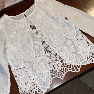 KIMCHI BLUE LACE TOP 3/4 SLEEVES SIZE XS